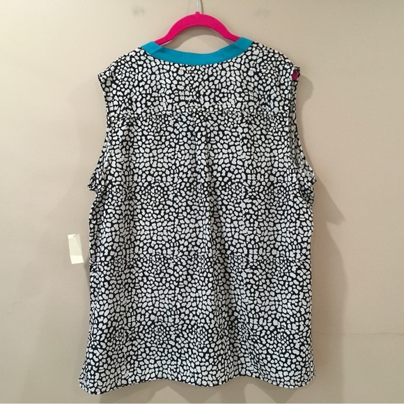Talbots Tunic Tank Top Printed White Black Plus 2x New Womens - Picture 2 of 5